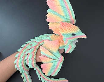 3D Printed Phoenix Toy - Articulated Wings  Movable Tail - Mythical Bird Desk Decor - Unique Birthday Gift for Collectors  Fantasy Fans