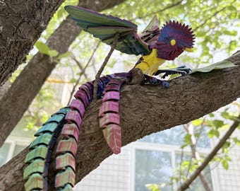 3D Printed Conure Parrot: Articulated Bird Model, Vibrant Green Decor