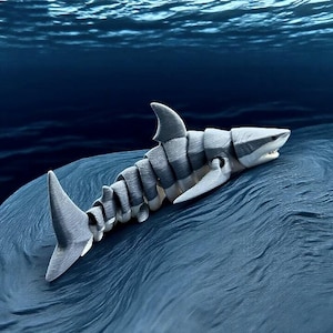 Marine Animals - 3D Printed Great White Shark Model, Realistic Hinge Design - Children's Marine Cognition Model - Explore the Undersea World