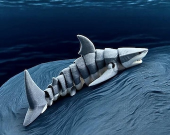 3D Printed Great White Shark Model – Articulated Marine Animal