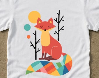 T-shirt renard arc-en-ciel, t-shirt graphique vintage des années 90, t-shirt renard rétro, t-shirt unisexe pour adultes, designs, renard forestier