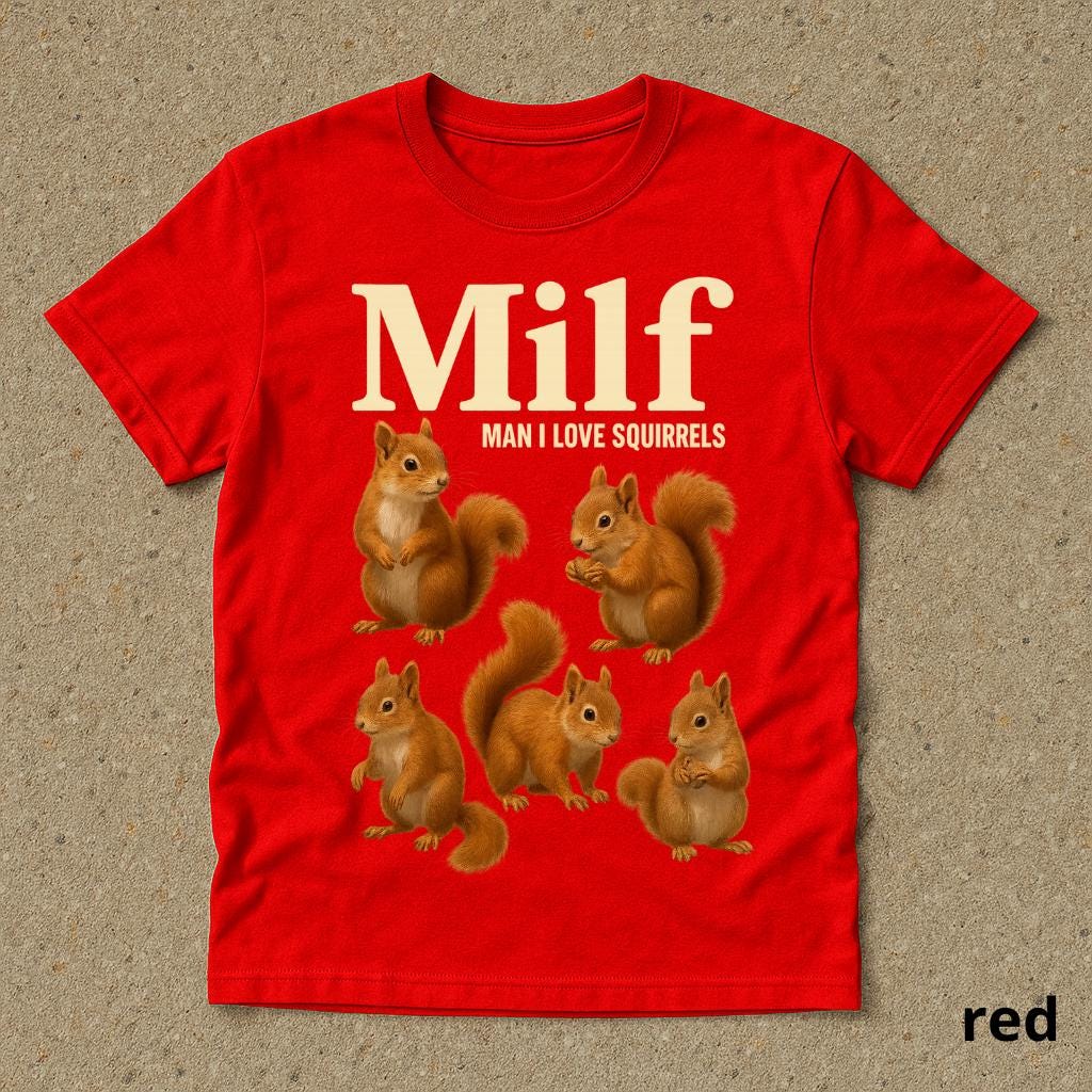 Shirt Man I Love Squirrels , 90s Vintage Graphic T-shirt , Retro