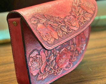 Leren leren rozenclutch: handgemaakte westernstijl, gepersonaliseerd