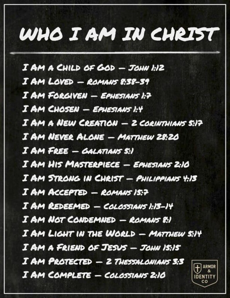 Who I Am in Christ Printable • Christian Wall Art • Bible Verse ...