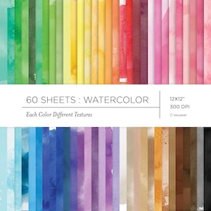 60 Watercolor Texture Digital Papers, Commercial Use Instant Download Watercolour Digital Paper Pack for Planner Journal Scrapbook Printable