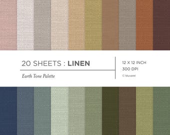 Earth Tone Linen Texture Digital Paper: Rustic Scrapbook Backgrounds (Digital Download) Commercial License