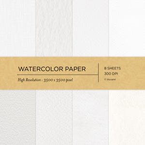 Papeles digitales de acuarela - Texturas de papel de acuarela - Fondos de papel digital - Textura de papel blanco - Imágenes prediseñadas de papel para álbum de recortes digital
