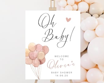 Gepersonaliseerde welkomstbord babyshower | Oh Baby-ballonnen (digitaal ontwerp)