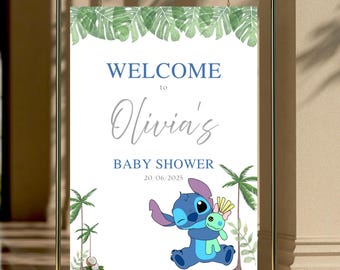 Stitch babyshower welkomstbord | Gepersonaliseerd digitaal ontwerp (pdf en SVG)