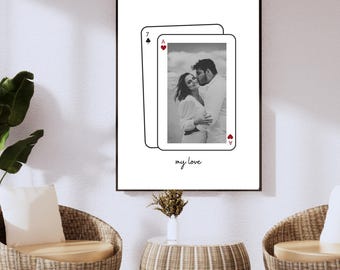 Aangepaste foto speelkaart afdrukken | Gepersonaliseerd valentijnscadeau (digitaal ontwerp)