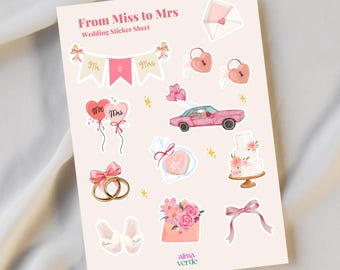 Stickervel bruiloft | Bruidsstickers | Weddingplanner, junkjournals, plakboeken en cadeaus | Bruidsmeisje | Betrokkenheid | Elegant