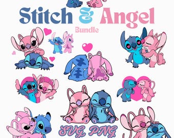 Stitch & Angel-svg | Bestand knippen voor Cricut, silhouet, sublimatie | Digitale download