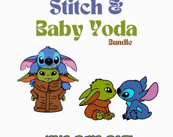 Yoda & Stitch SVG, PNG, DXF | Direct downloaden | Knipbestand voor Cricut | Clip Art-bestand | Silhouet | Gelaagd ontwerp