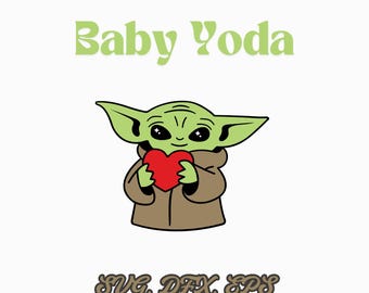 Baby Yoda | Direct downloaden | Cricut gesneden bestanden | Illustraties | Silhouetstudio | Digitale afbeelding | Afbeelding afdrukken | Knutselen