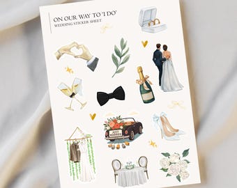Stickervel bruiloft | Bruidsstickers | Weddingplanner, junkjournals, plakboeken en cadeaus | Bruidsmeisje | Betrokkenheid | Elegant