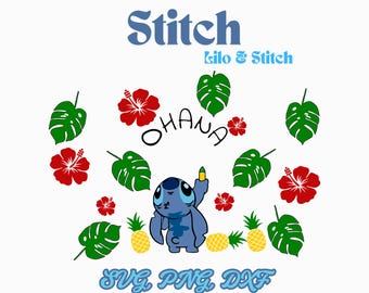 Stitch Ohana beker wrap SVG | Digitale download | Gelaagd Cricut- en silhouetontwerp