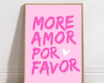 Meer Amor Por Favor-print | Trendy roze quote Art (directe download)