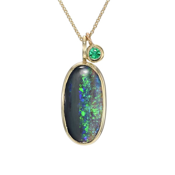 Night Becomes Her Emerald and Opal Necklace by NIXIN Jewelry