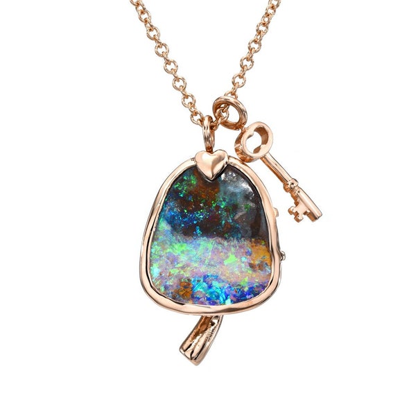 Magic Mushroom Australian Opal Necklace by NIXIN Jewelry