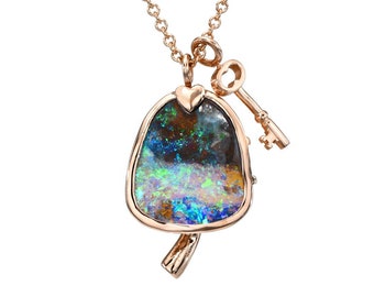 Magic Mushroom Australian Opal Necklace by NIXIN Jewelry