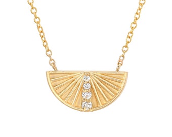 Rise Diamond Half Circle Necklace in 14k Gold by NIXIN