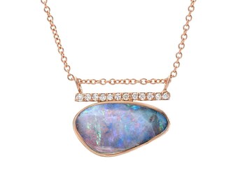 Head in the Clouds Rose Gold Opal Necklace No. 15 by NIXIN Jewelry