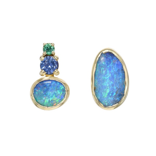 Bali Emerald and Opal Stud Earrings by NIXIN Jewelry