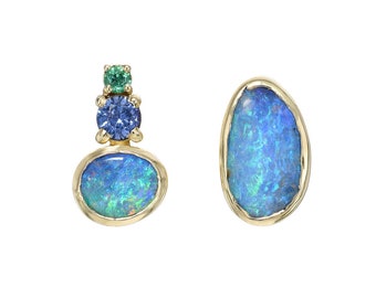 Bali Emerald and Opal Stud Earrings by NIXIN Jewelry