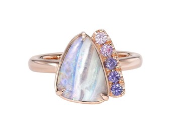 Traces of Love Australian Opal Engagement Ring by NIXIN Jewelry