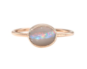 Dreamscape No. 13 Rose Gold Lightning Ridge Opal Ring by NIXIN Jewelry