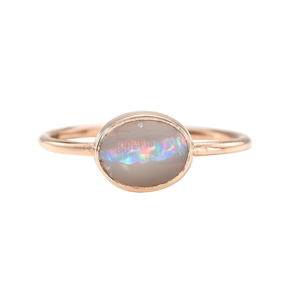 Dreamscape No. 13 Rose Gold Lightning Ridge Opal Ring by NIXIN Jewelry