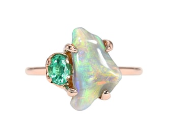 Alluvial Bloom Opal and Emerald Ring by NIXIN Jewelry