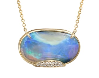 Heaven's Muse Gold Australian Boulder Opal Necklace in 14k Gold by NIXIN Jewelry