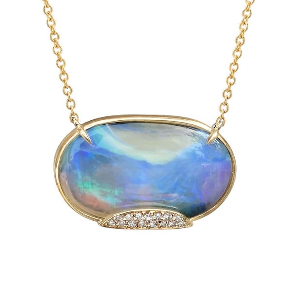 Heaven's Muse Gold Australian Boulder Opal Necklace in 14k Gold by NIXIN Jewelry
