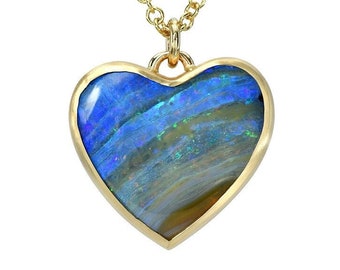 Left My Heart in Bermuda Australian Opal Necklace by NIXIN Jewelry