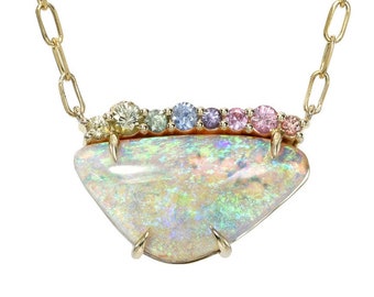 Rainbow in Wait Australian Opal Necklace by NIXIN Jewelry