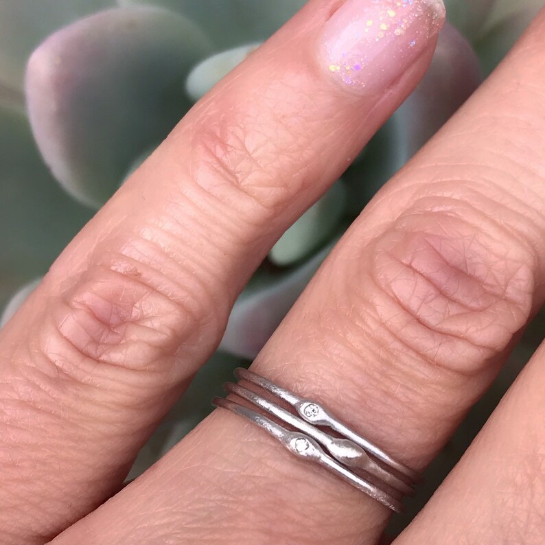 Delicate Diamond Ring Stacking Ring Slim Band Midi Ring | Etsy