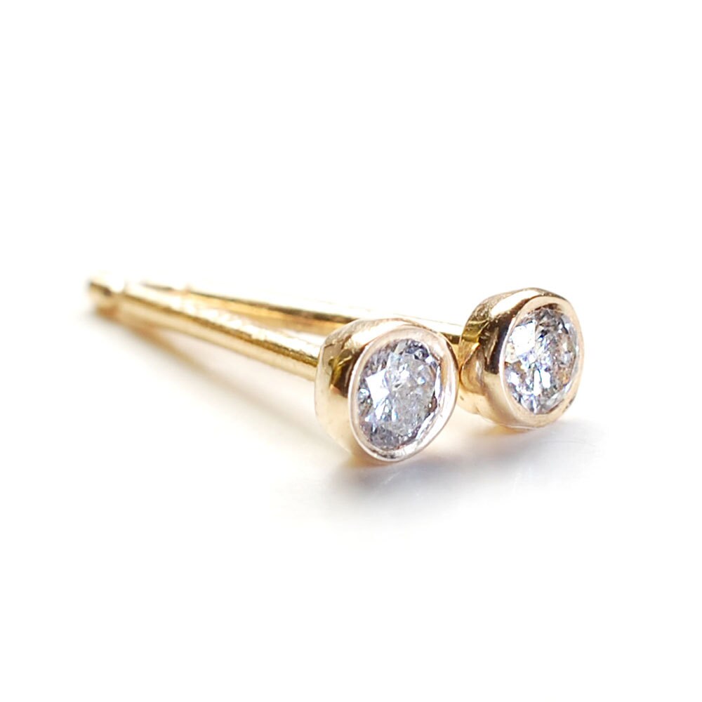 Diamond Earrings Small Diamond Earrings Diamond Studs Gold Etsy