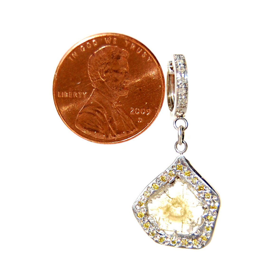 Diamond Slice Earrings Yellow Diamond Earrings Diamond Etsy