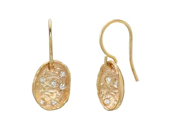 Diamond Earrings, Organic Diamond Earrings, Pod Earrings, Gold Diamond Earrings, Diamond Pod Earrings, Gold Organic Earrings, Nixin
