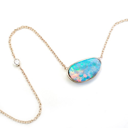 Opal Necklace Opal Diamond Necklace 