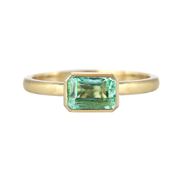 Natural Emerald Ring Colombian Emerald East West Ring by NIXIN