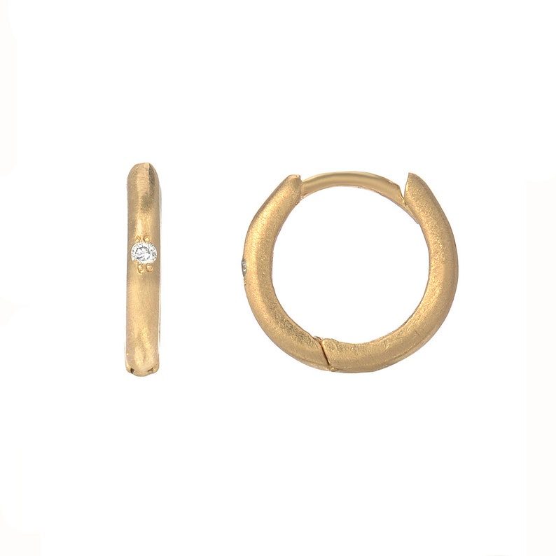 Huggie Hoops, Huggy Hoops, Gold Diamond Huggies, Small Gold Hoops, Delicate Diamond Hoops, Hoop Earrings, Gold Hoops, April Birthstone,NIXIN 