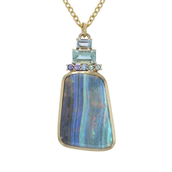 Eucalyptus Melody Australian Opal Necklace by NIXIN Jewelry