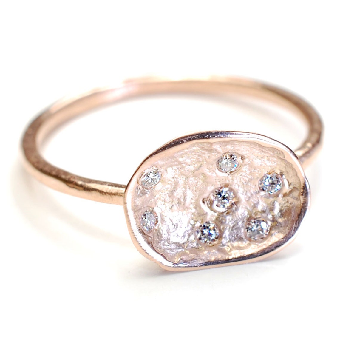 Organic Engagement Ring Diamond Ring Pod Ring Gold Diamond Etsy