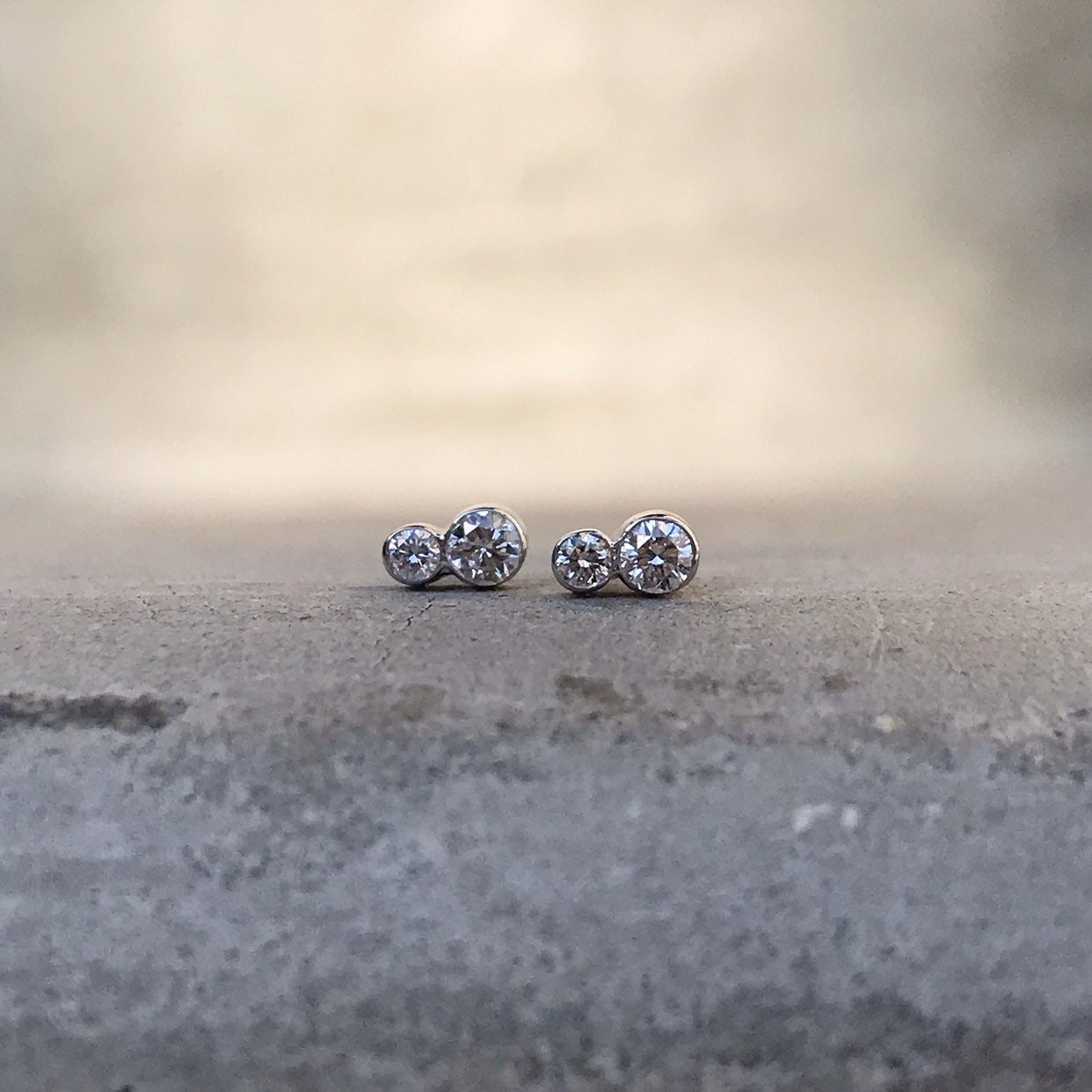 Tiny Diamond Earrings Small Diamond Studs Gold Diamond | Etsy