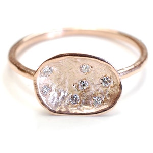 Organic Engagement Ring, Diamond Ring, Pod Ring, Gold Diamond Ring, Diamond Engagement Ring, Diamond Pod, Rose Gold, Organic, Rustic, Nixin image 1