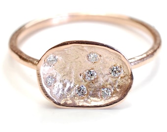 Organic Engagement Ring, Diamond Ring, Pod Ring, Gold Diamond Ring, Diamond Engagement Ring, Diamond Pod, Rose Gold, Organic, Rustic, Nixin
