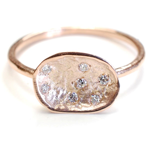 Organic Engagement Ring, Diamond Ring, Pod Ring, Gold Diamond Ring, Diamond Engagement Ring, Diamond Pod, Rose Gold, Organic, Rustic, Nixin