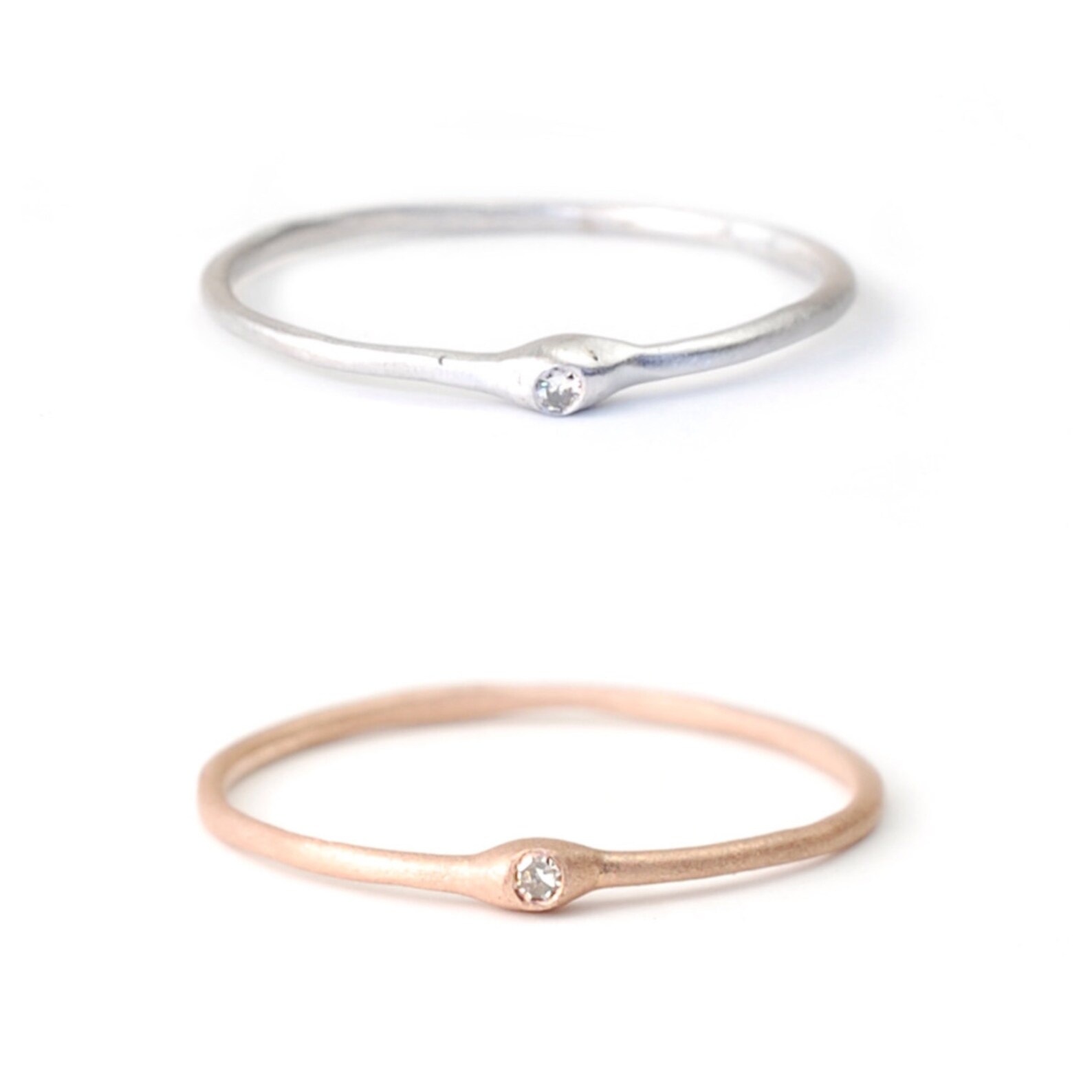 Delicate Diamond Ring Stacking Ring Slim Band Midi Ring | Etsy